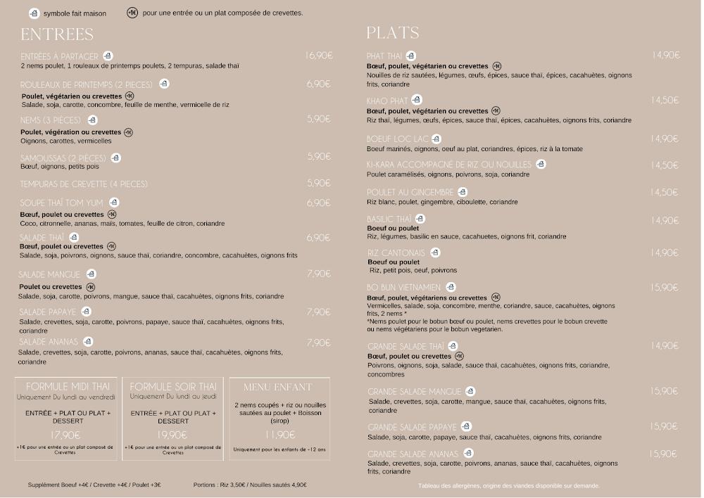 La Maison du Thaï - Menu Image 1
